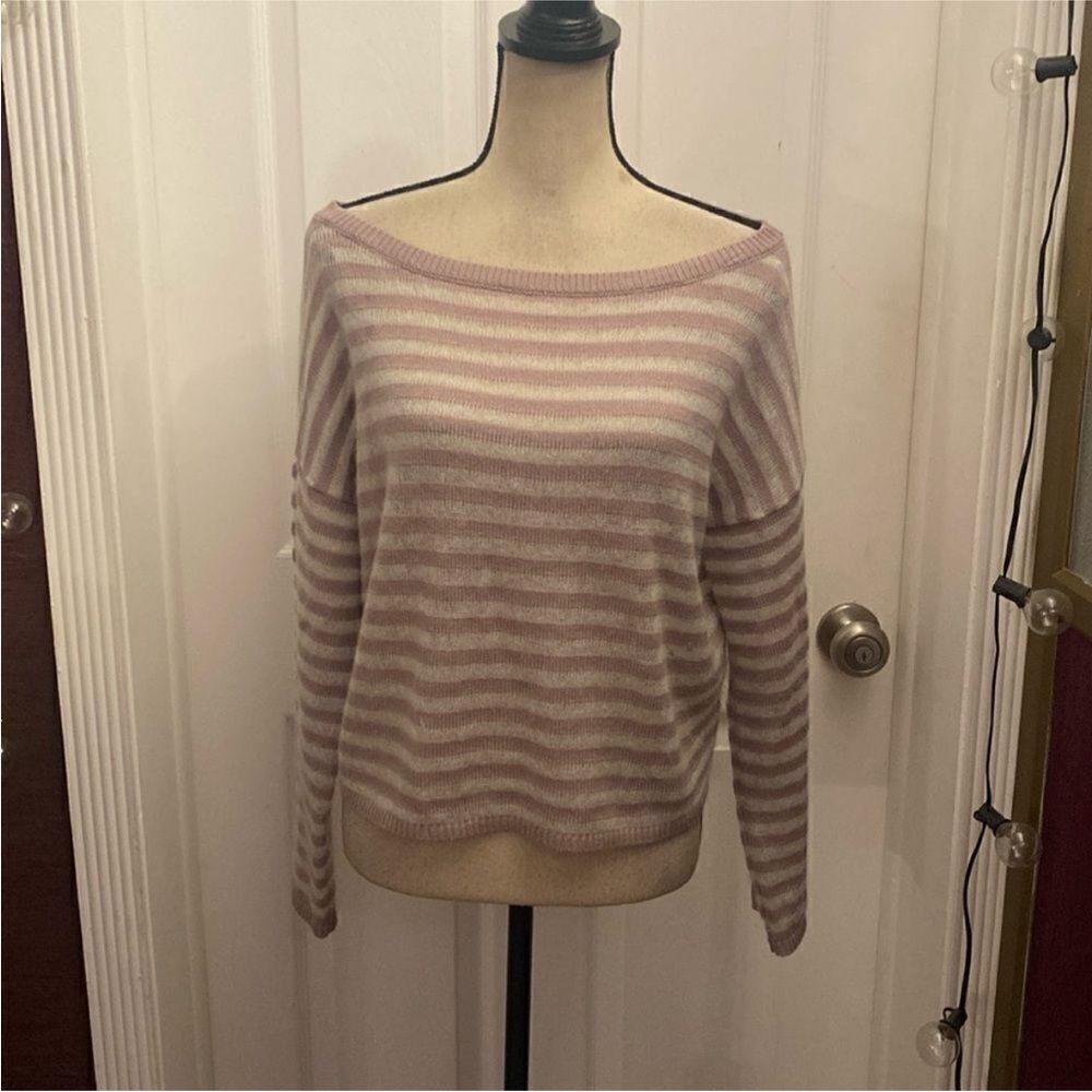 INTERMIX Pink and Cream Striped oversized Sweater, S